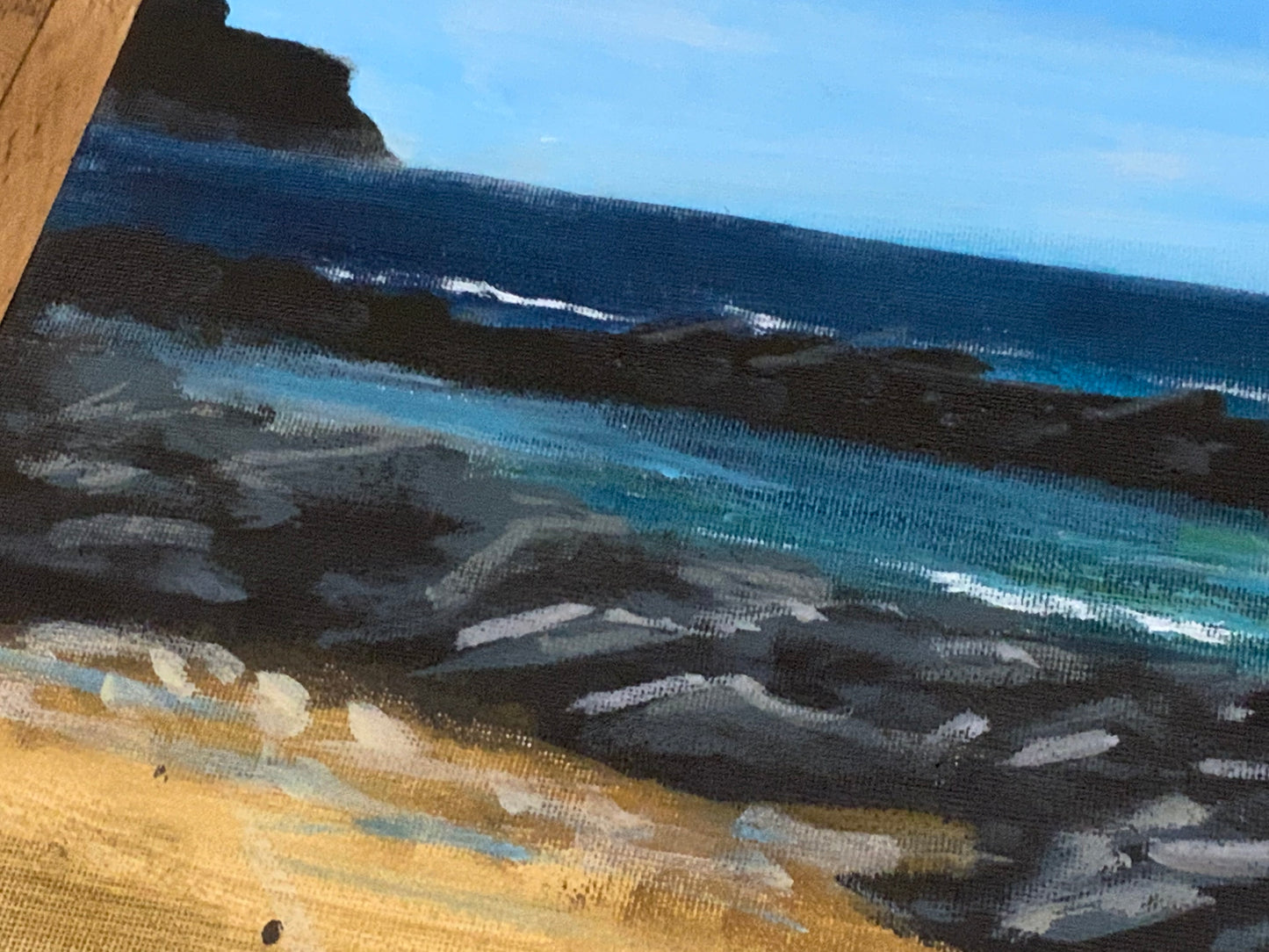 Original Artwork "Blues and Barnacles" Plein-Air Study Painting on 60 x 30 cm board