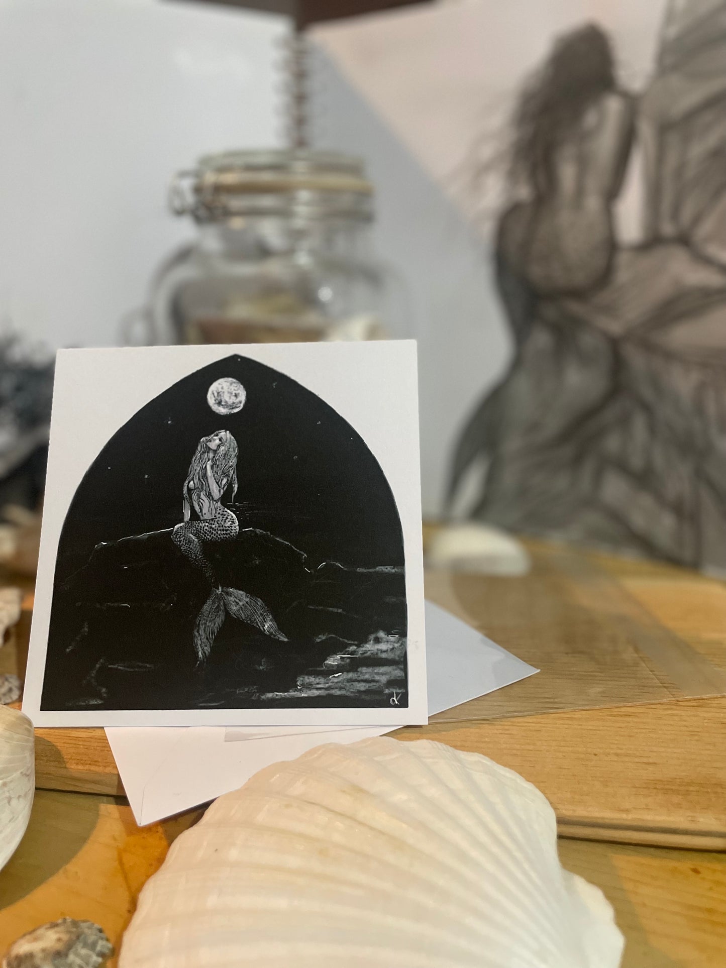 Mermaid Art Card "Divine Moon Maid" - by Dawn Victoria
