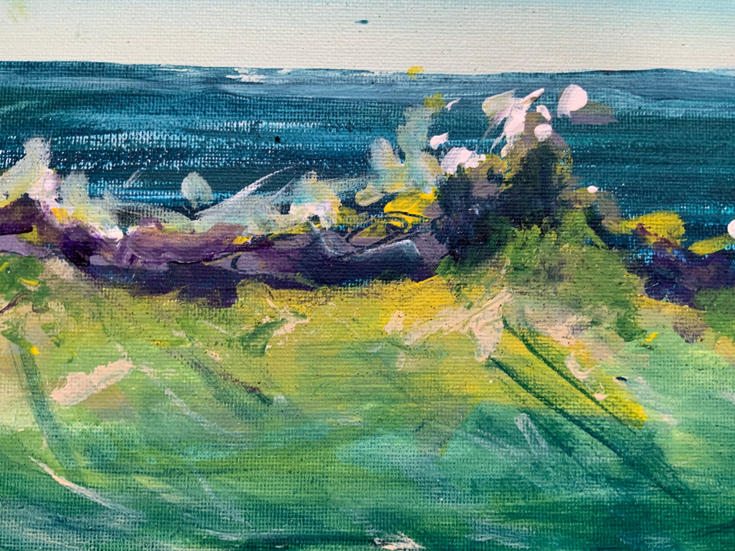 Original Artwork "Godrevy Wave Study #1" Plein-Air Painting on 60 x 30 cm board