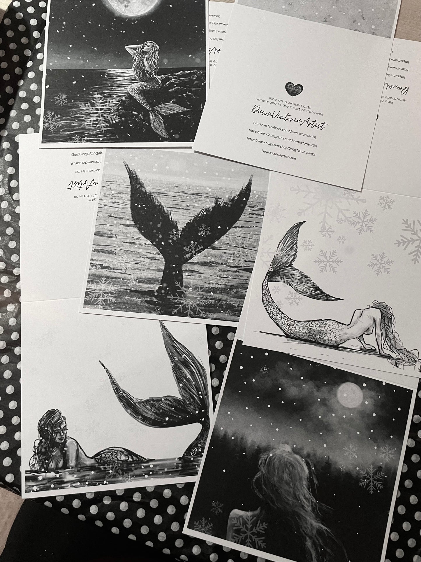 Christmas Cards - Mermaid Art by Dawn Victoria