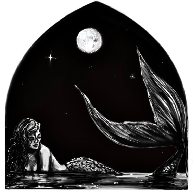 Mermaid Art Card "Divine Reflection" (Dark) - by Dawn Victoria