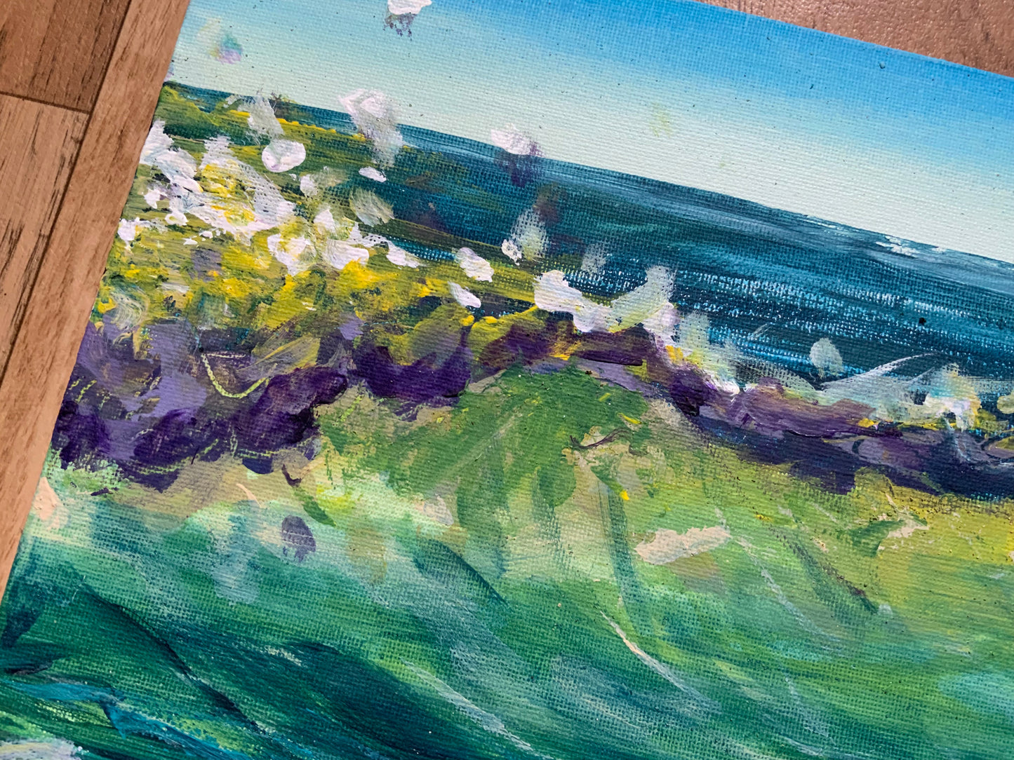 Original Artwork "Godrevy Wave Study #1" Plein-Air Painting on 60 x 30 cm board