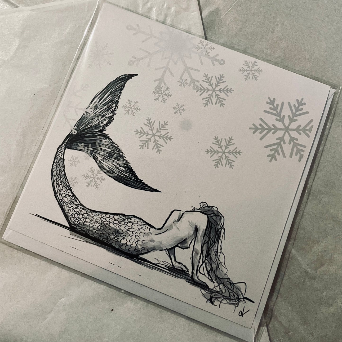Christmas Cards - Mermaid Art by Dawn Victoria