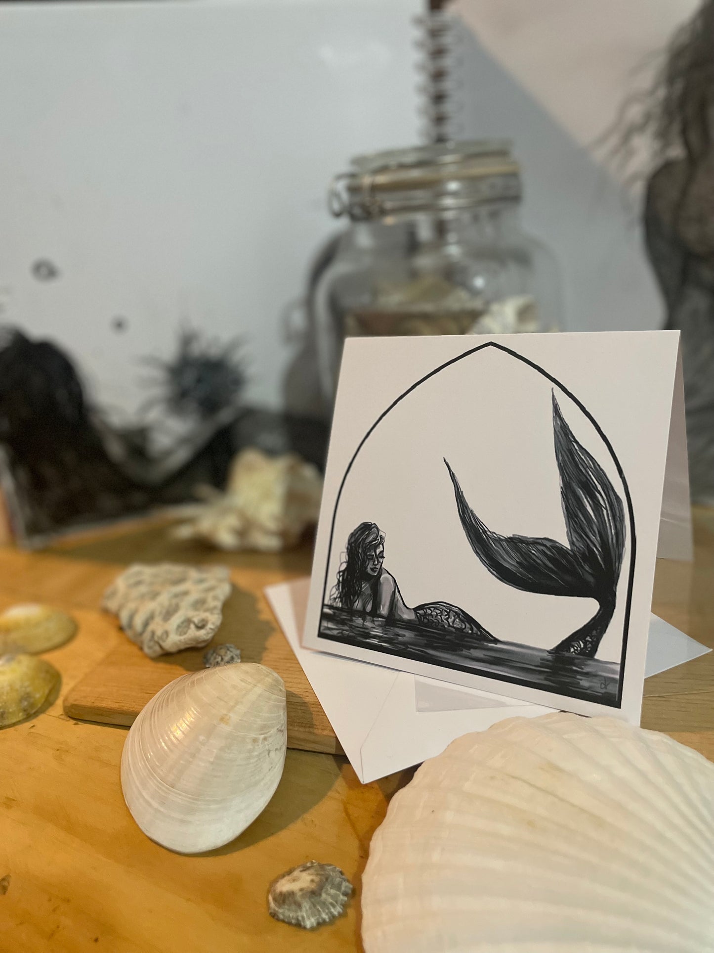 Mermaid Art Card "Divine Reflection" (Light) - by Dawn Victoria