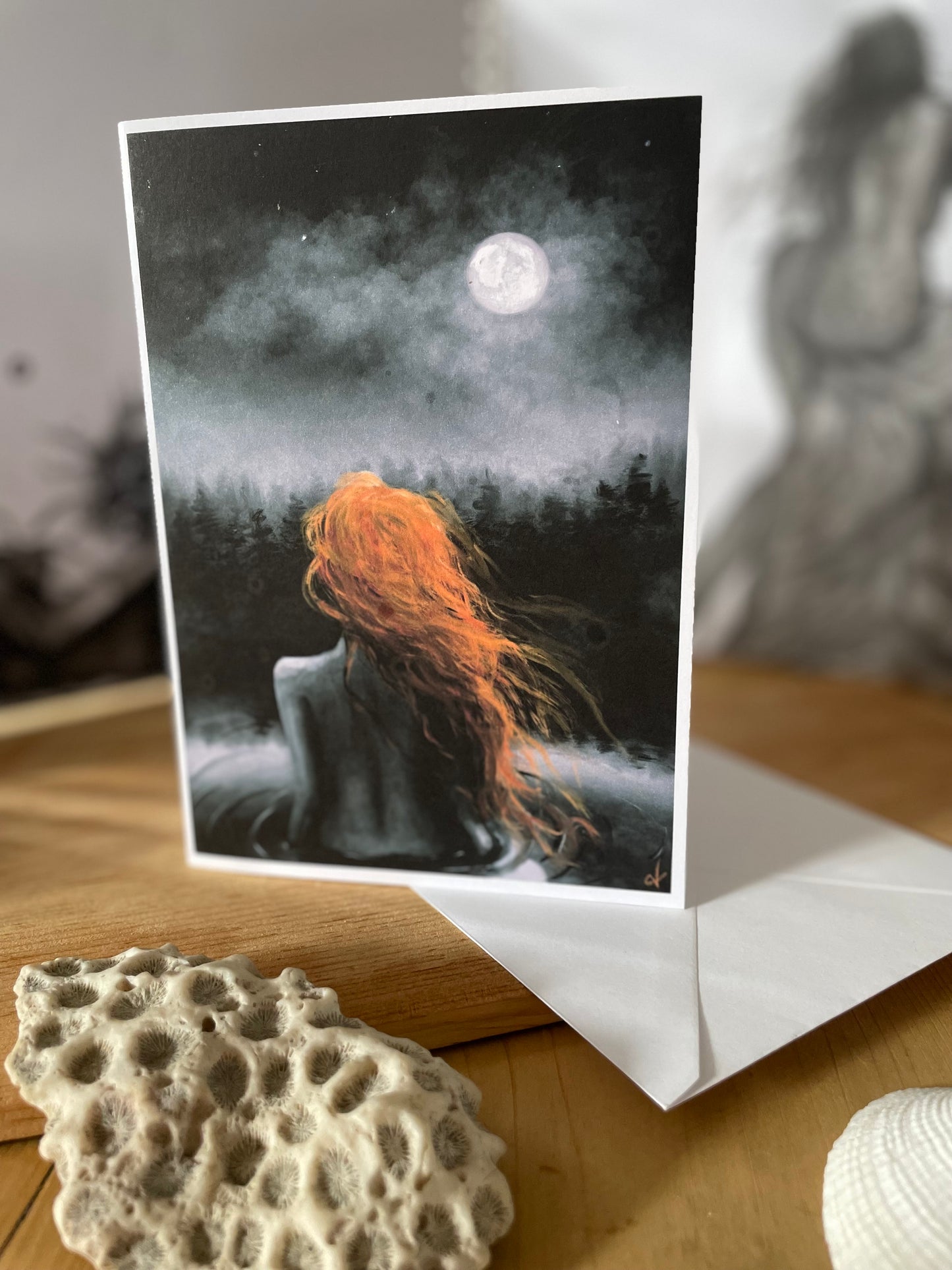 Mermaid Art Card "Me And The Moon" - by Dawn Victoria