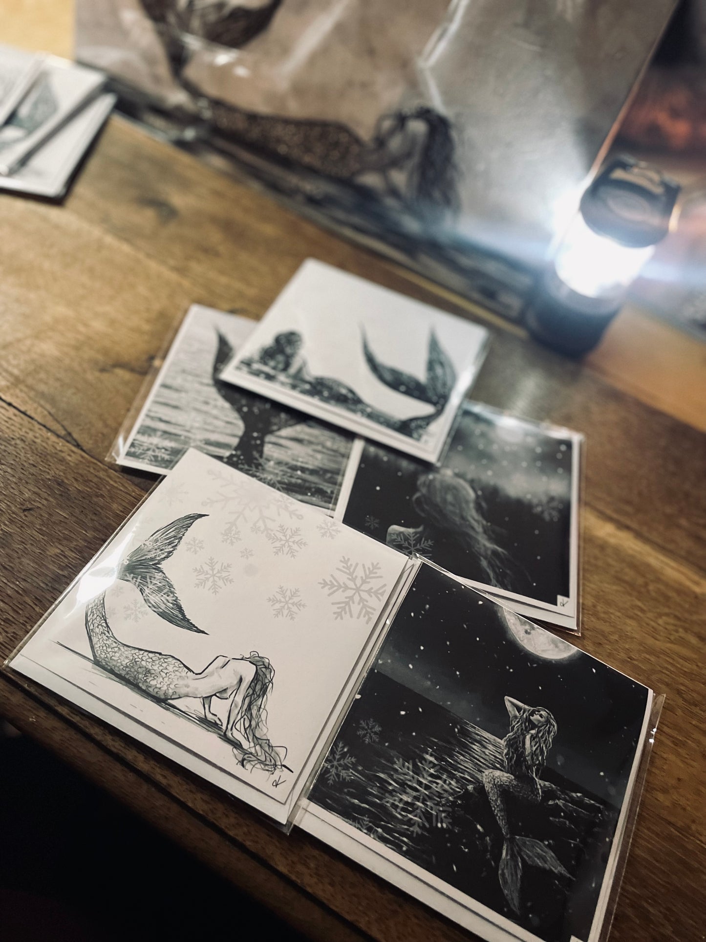 Christmas Cards - Mermaid Art by Dawn Victoria