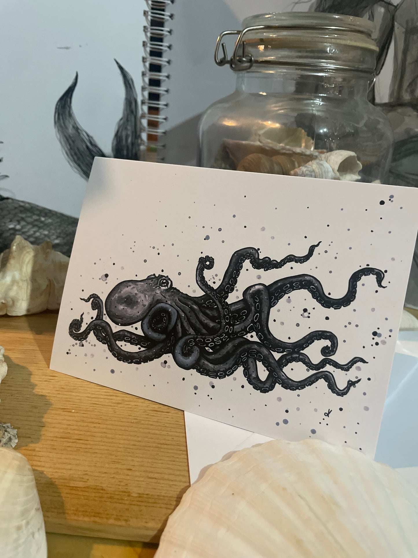 Nautical Art Card "The Mighty Atlantic Octopus" - by Dawn Victoria