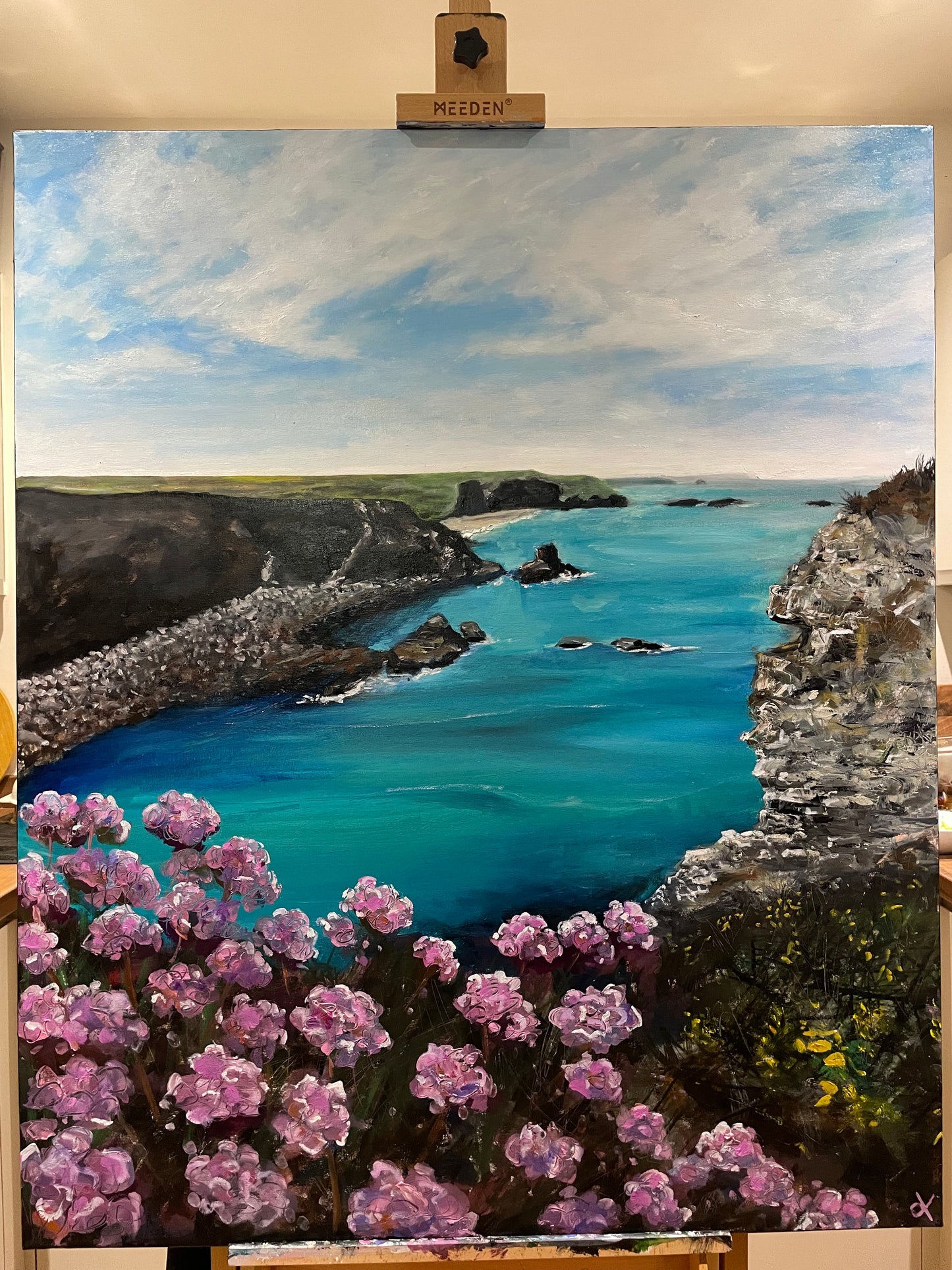 Original Artwork "Pink Along The Path" Oil Painting on 100 x 120 cm canvas