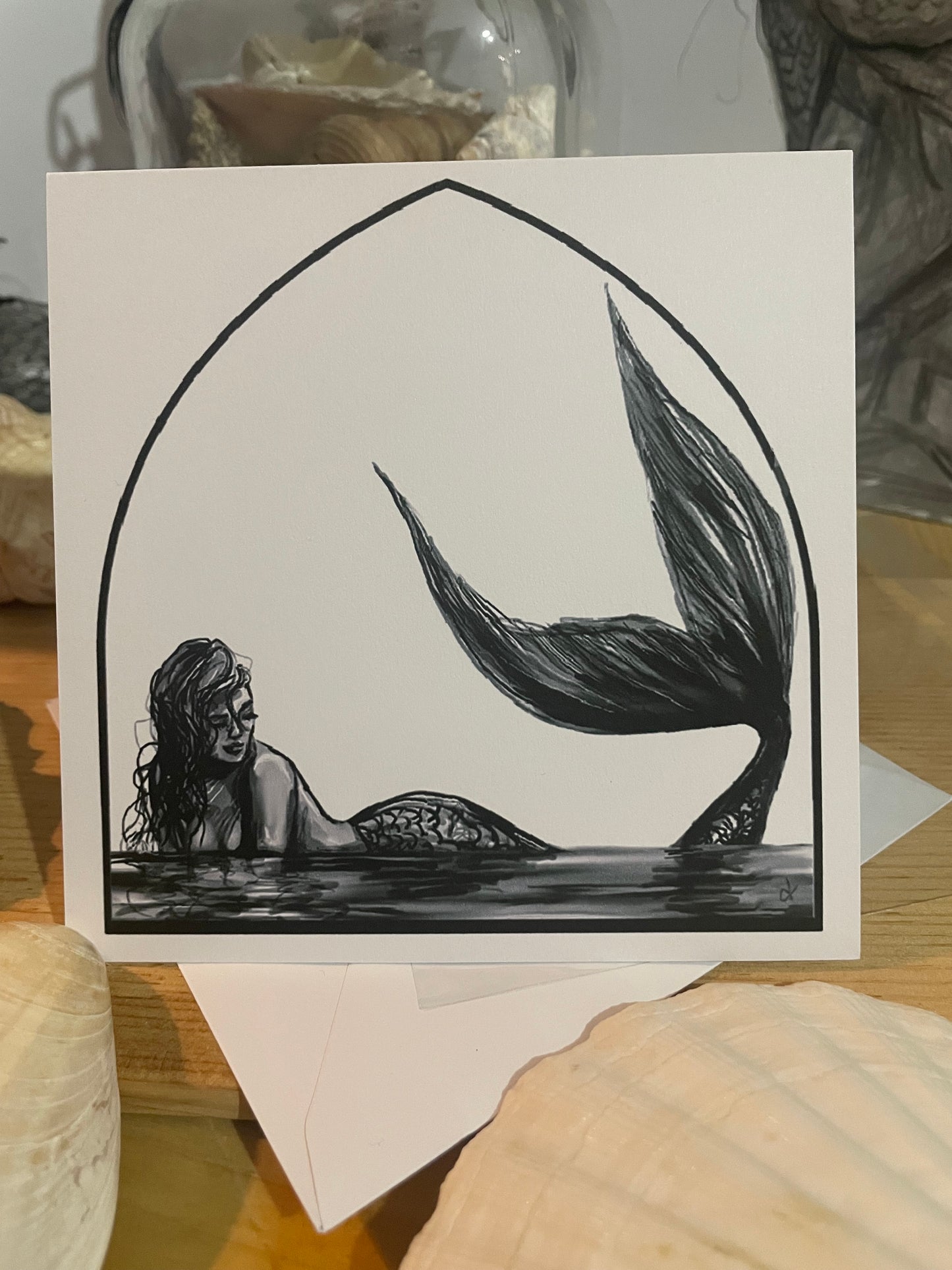 Mermaid Art Card "Divine Reflection" (Light) - by Dawn Victoria