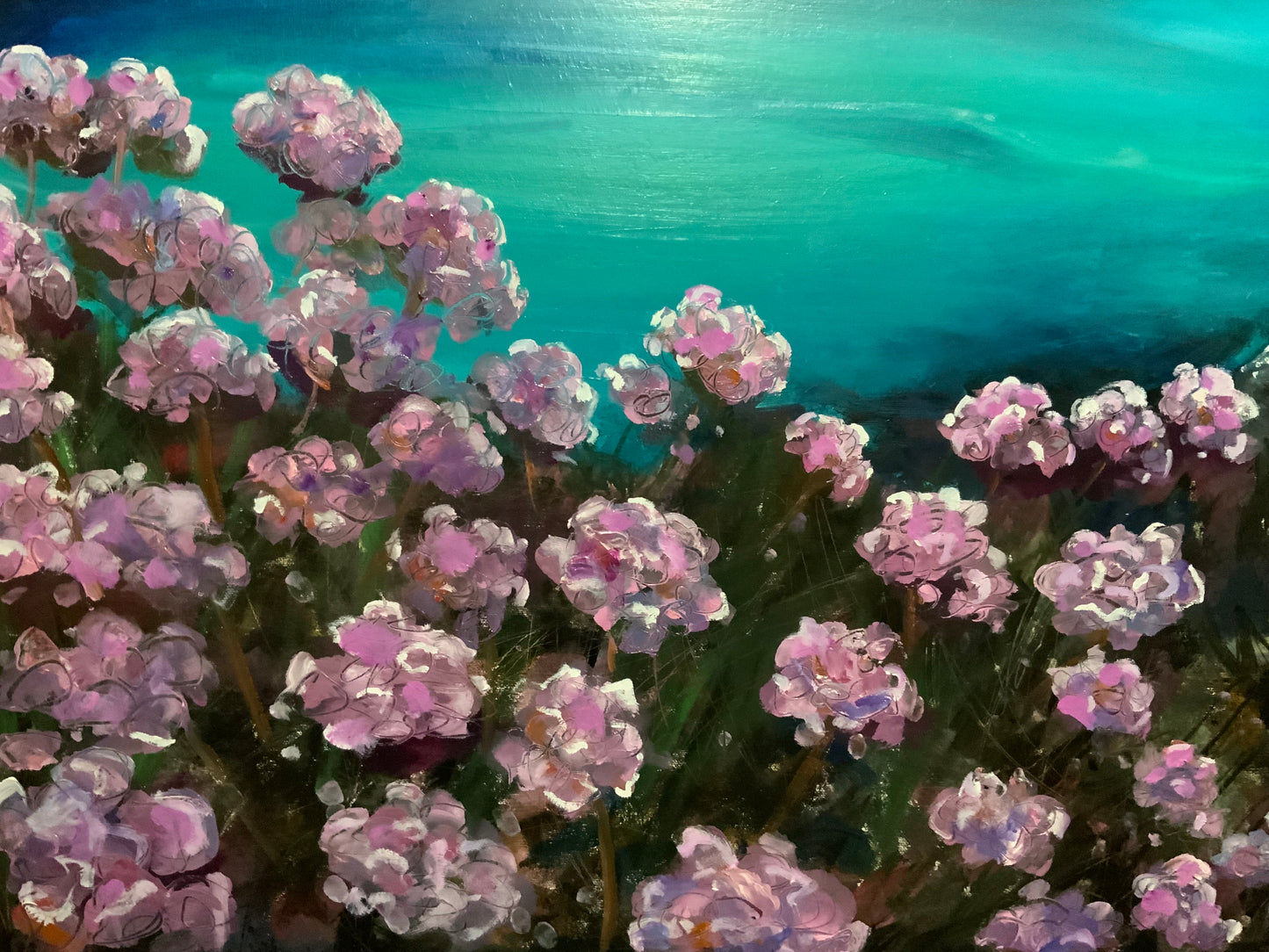 Original Artwork "Pink Along The Path" Oil Painting on 100 x 120 cm canvas