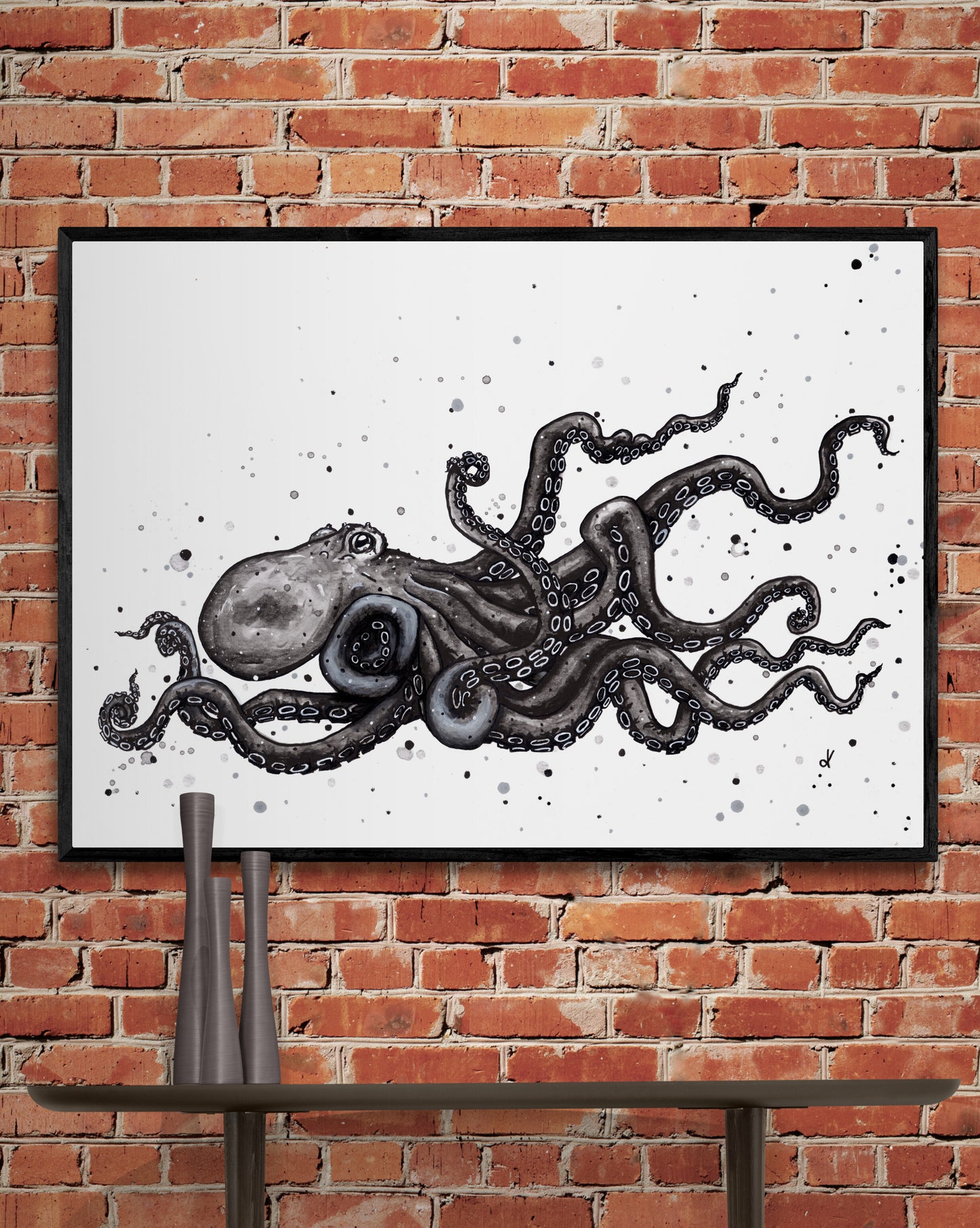 Fine Art Prints - "The Mighty Atlantic Octopus" Octopus Illustration Art Prints - Black & White Octopus, Nautical Art, Sea life Decorative Wall Art