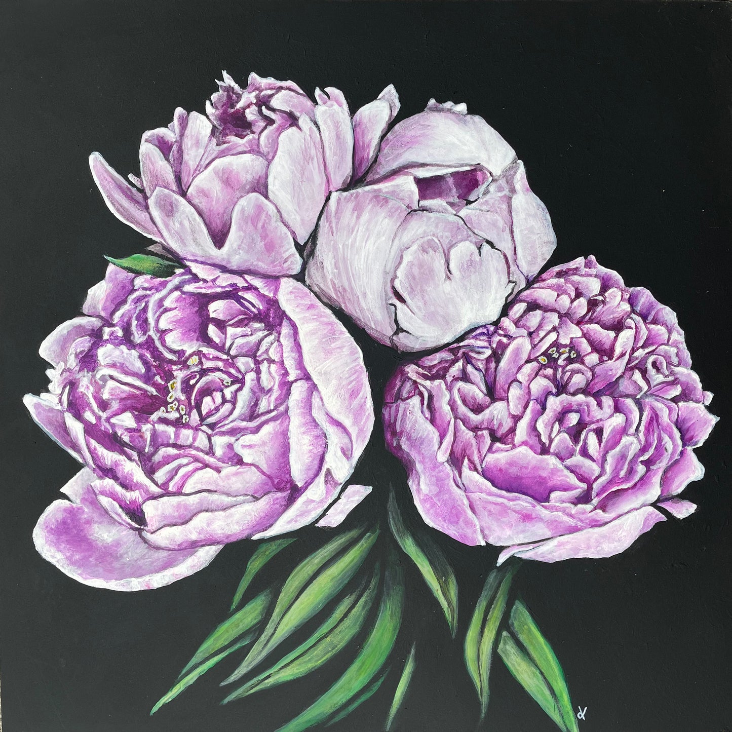 Original Artwork "Purely Peonies" Acrylic on 14 x 14 inch board