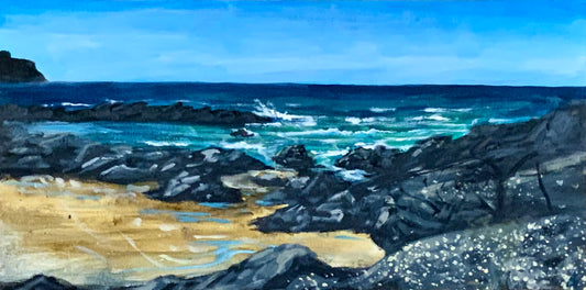 Original Artwork "Blues and Barnacles" Plein-Air Study Painting on 60 x 30 cm board