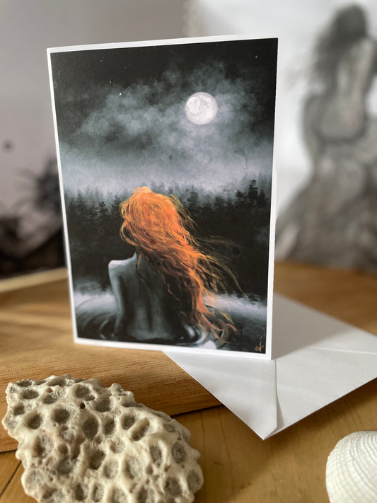 Mermaid Art Card "Me And The Moon" - by Dawn Victoria