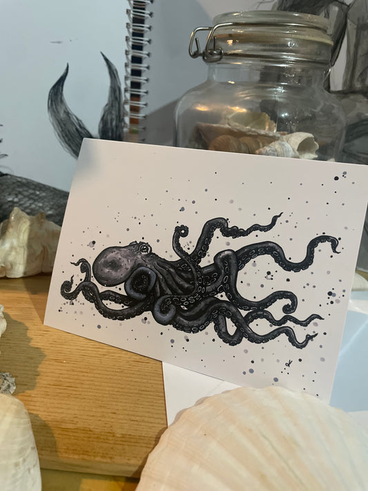 Nautical Art Card "The Mighty Atlantic Octopus" - by Dawn Victoria