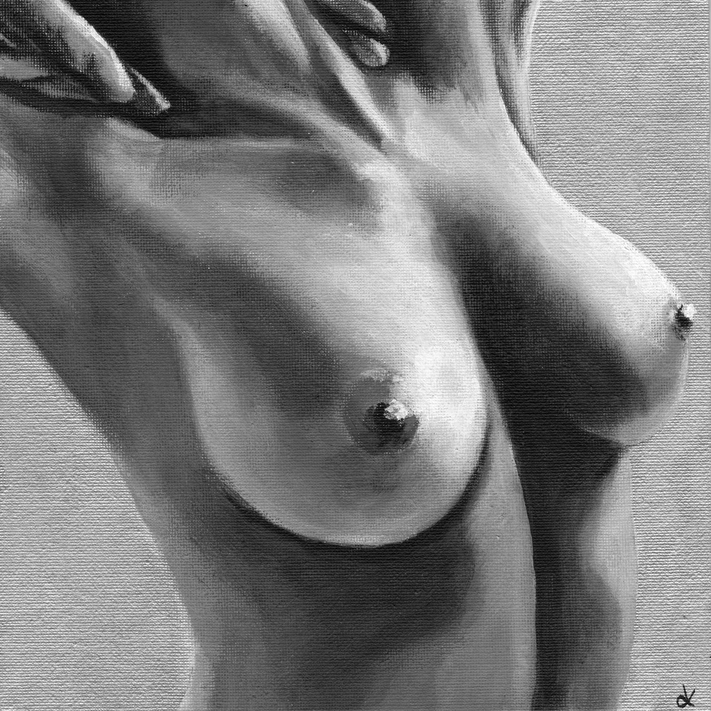 Female Figure Art Prints, Nudes "Darkness and Light" by artist Dawn Victoria - 8x8 or 10x10 inch prints