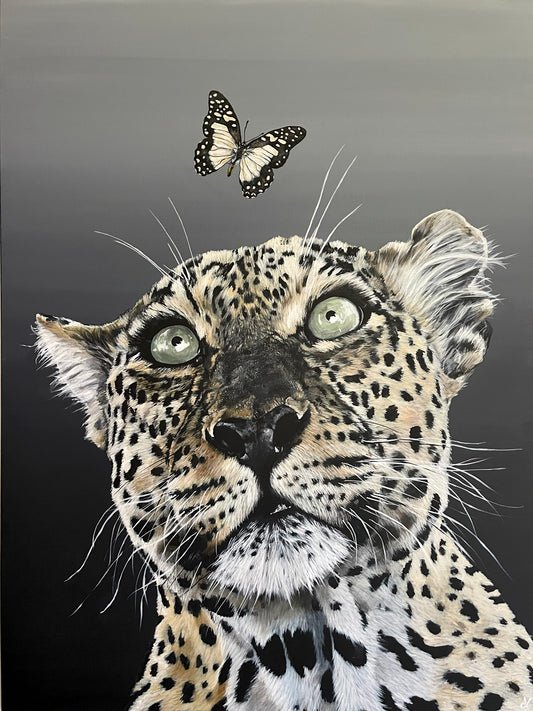 Fine Art Prints "The Lady and the Leopard" Giclée Prints of Leopard and Butterfly