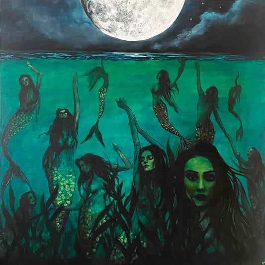 Fine Art Prints, "When the Moon Calls" 11 Mermaid swimming up towards the moon