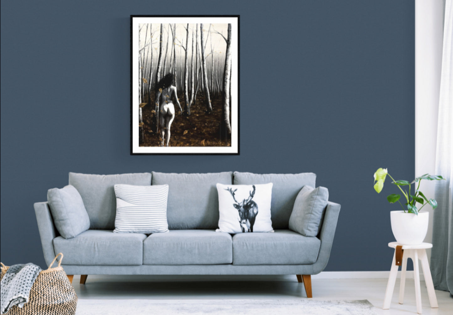 Fine Art Prints "Breathe" by Dawn Victoria, Giclee Prints - Naturist Nude female figure walking in forest, mental health, Woodland Trees