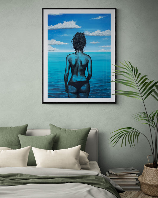 Fine Art Prints "Grateful" by Dawn Victoria, Giclee Prints - Female figure in water, mental health, Seascape, Ocean Scene Art, Open Water