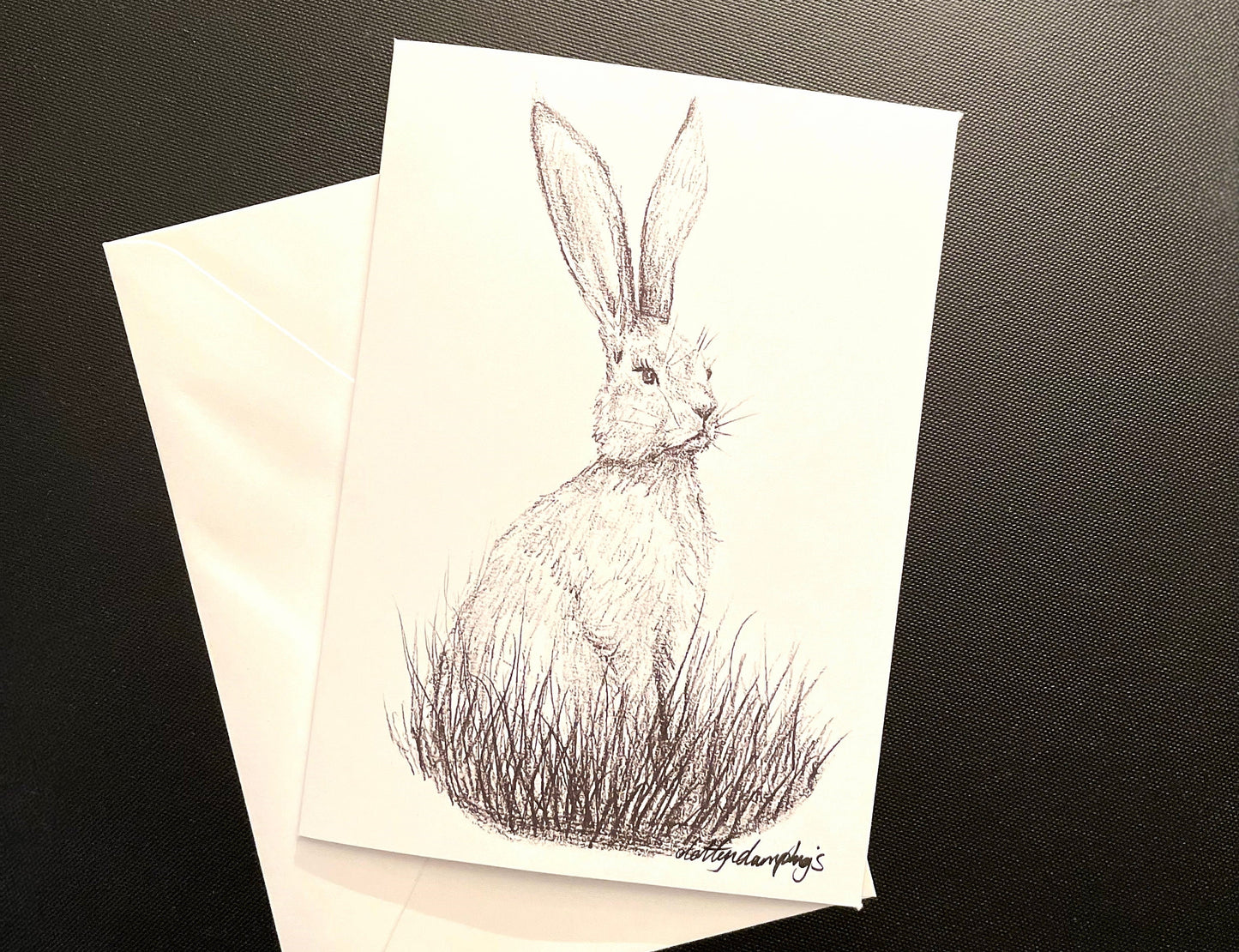 Hare illustration greetings card, 5x7 "Lady Hare” Limited artwork print - Original artwork by Cornwall artist - Blank Inside