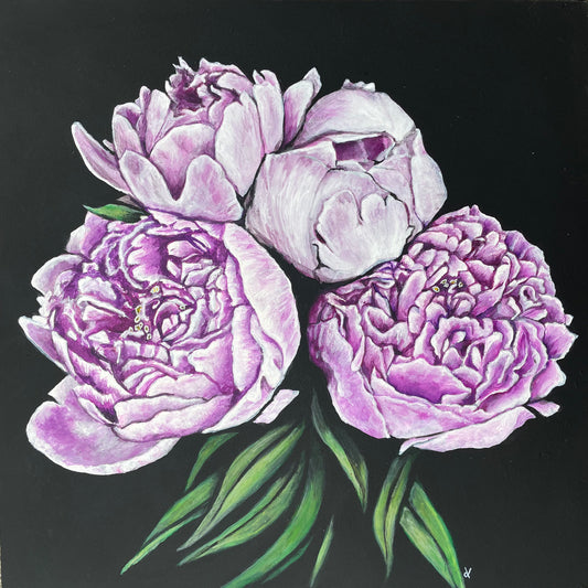 Original Artwork "Purely Peonies" Acrylic on 14 x 14 inch board